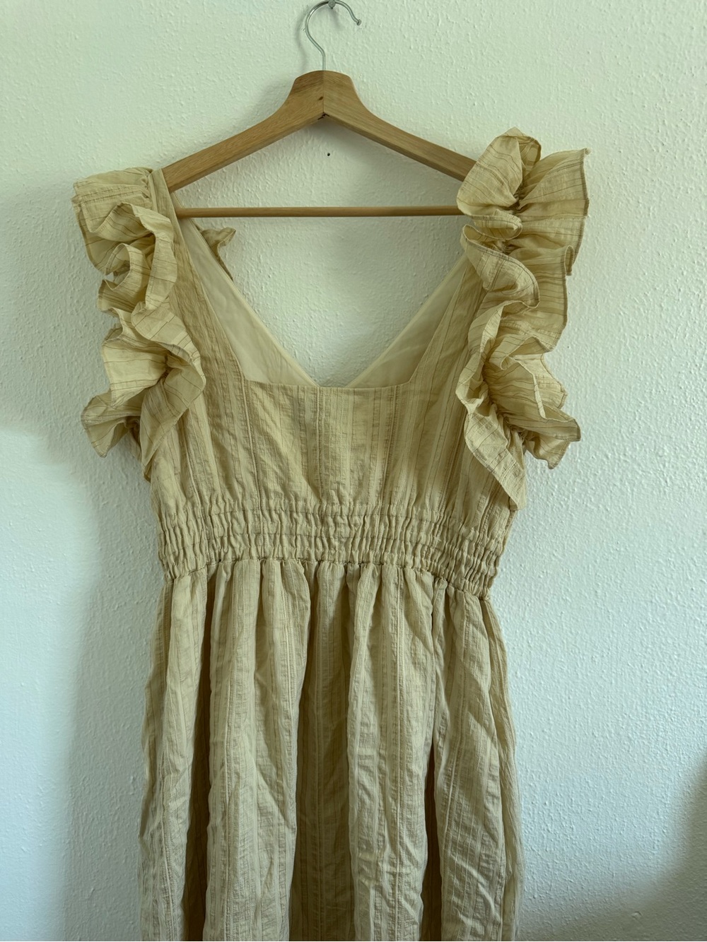 Mare Mare x Anthro Ruffled Shoulder Maxi Dress in Light Beige - Picture 7 of 8